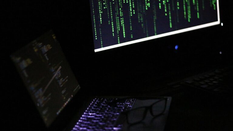 Laptop displaying security code